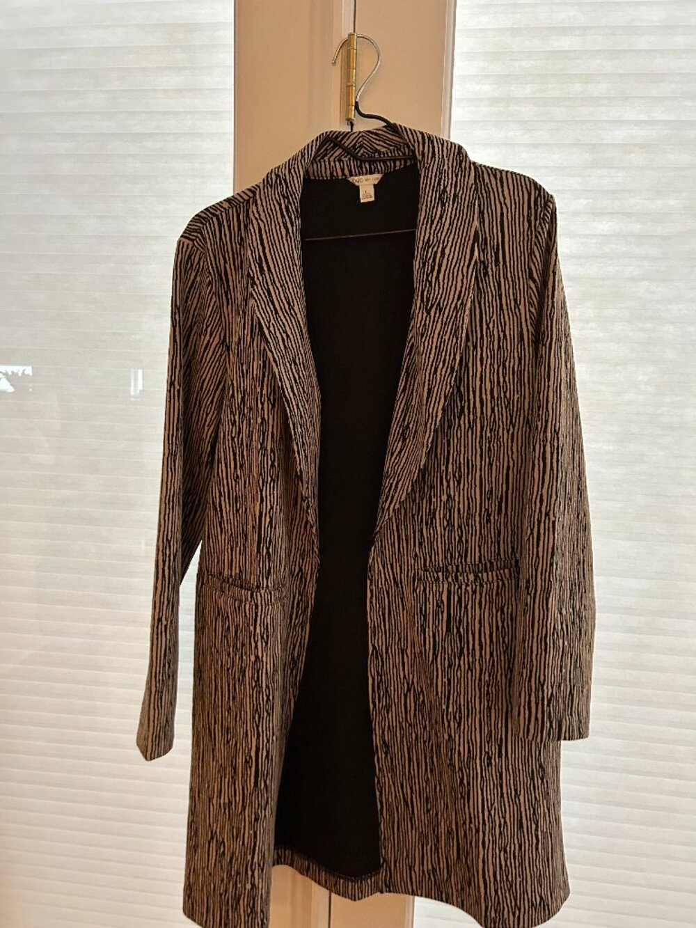 Cato Long Black/Tan Dress Jacket -Size Large